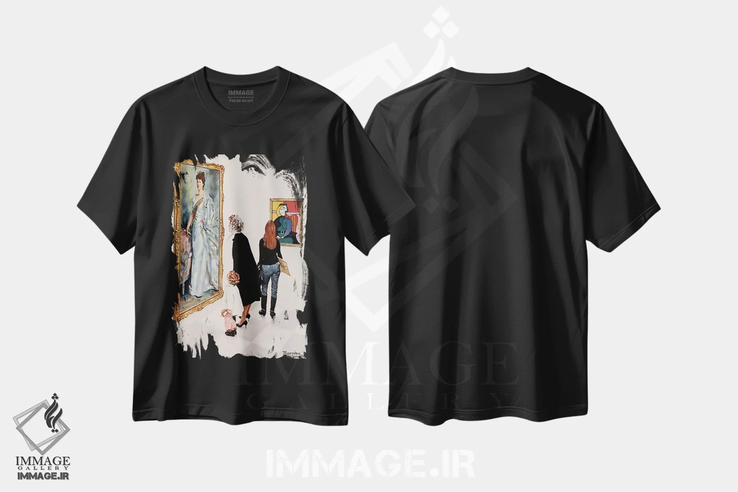 تیشرت مشکی طرح دار پیکاسو در برابر سارجنت، هنر فاخر کلاسیک اثر نورمن راکول | فروشگاه ایماژ