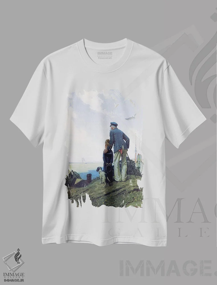 تیشرت سفید طرح دار خانه نشین ها، هنر فاخر کلاسیک اثر نورمن راکول | فروشگاه ایماژ