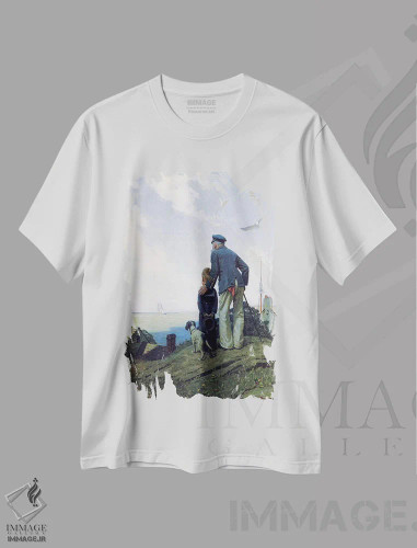 تیشرت سفید طرح دار خانه نشین ها، هنر فاخر کلاسیک اثر نورمن راکول | فروشگاه ایماژ