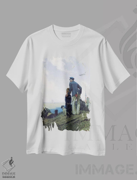 تیشرت سفید طرح دار خانه نشین ها، هنر فاخر کلاسیک اثر نورمن راکول | فروشگاه ایماژ