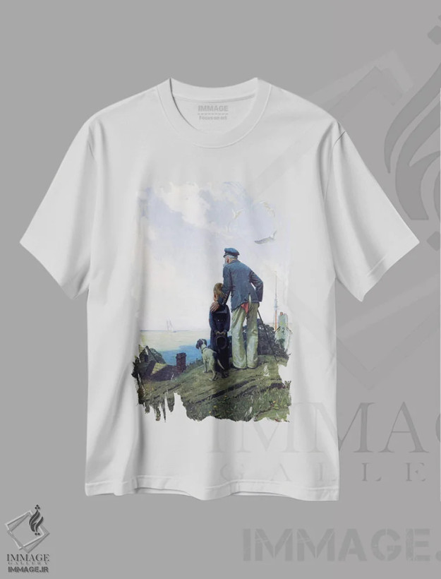 تیشرت سفید طرح دار خانه نشین ها، هنر فاخر کلاسیک اثر نورمن راکول | فروشگاه ایماژ