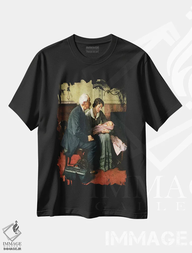 تیشرت مشکی طرح دار همسایگانم و خودم، هنر فاخر کلاسیک اثر نورمن راکول | فروشگاه ایماژ