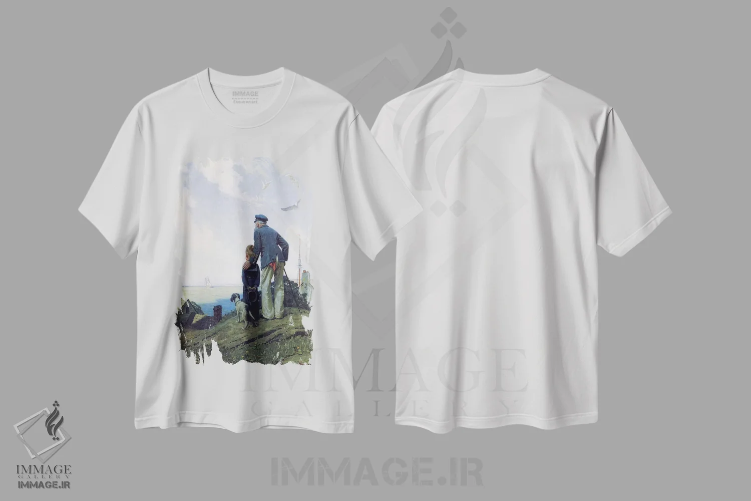 تیشرت سفید طرح دار خانه نشین ها، هنر فاخر کلاسیک اثر نورمن راکول | فروشگاه ایماژ