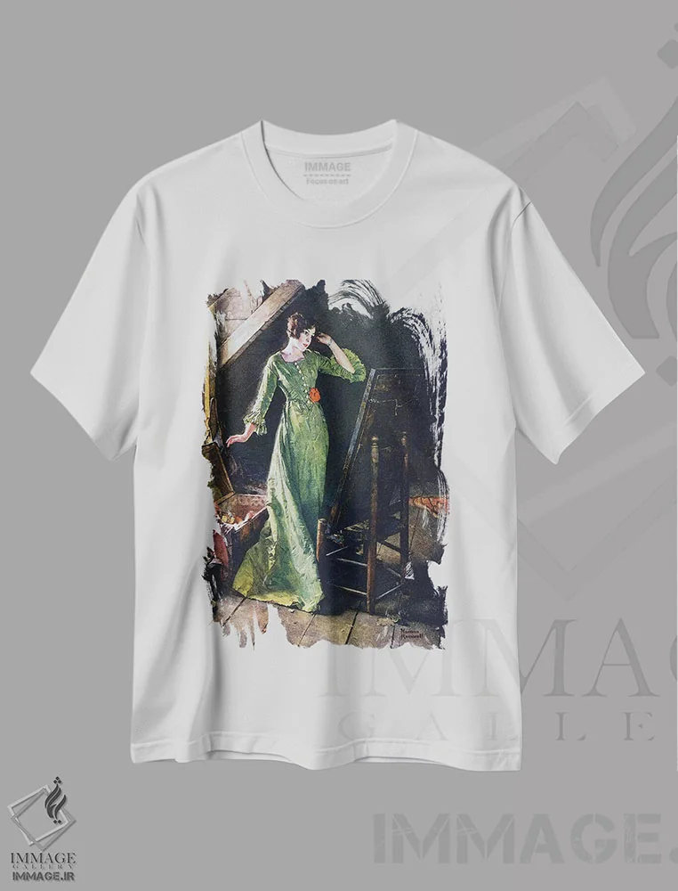 تیشرت سفید طرح دار گنجینه ها، هنر فاخر کلاسیک اثر نورمن راکول | فروشگاه ایماژ