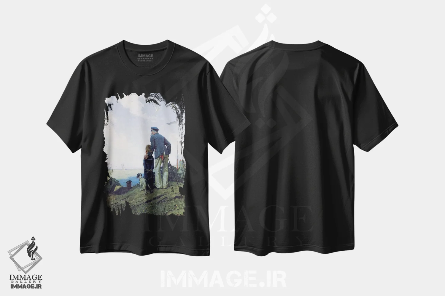 تیشرت مشکی طرح دار خانه نشین ها، هنر فاخر کلاسیک اثر نورمن راکول | immage.ir