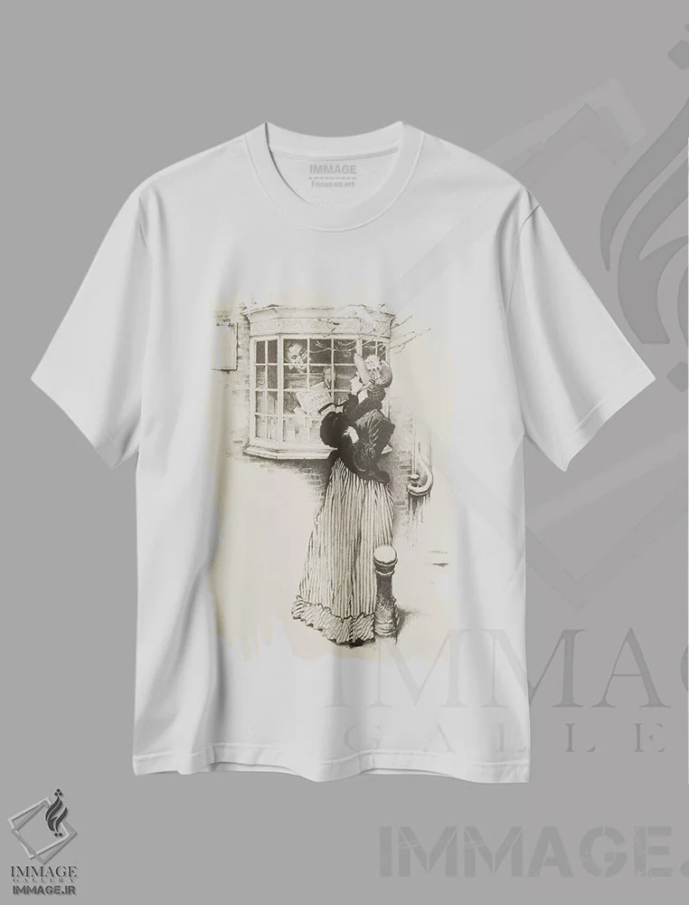 تیشرت سفید طرح دار کتاب فروش، هنر فاخر کلاسیک اثر نورمن راکول | فروشگاه ایماژ