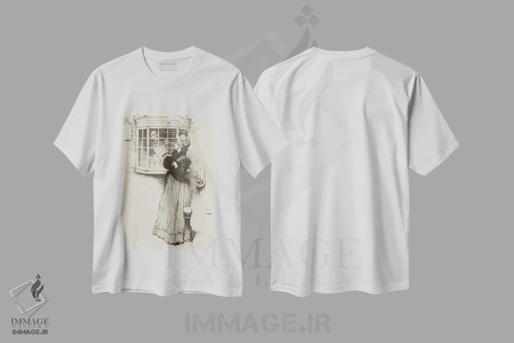 تیشرت سفید طرح دار کتاب فروش، هنر فاخر کلاسیک اثر نورمن راکول | فروشگاه ایماژ