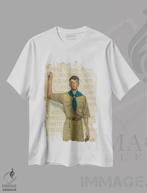 تیشرت سفید طرح دار نهایت تلاشم را خواهم کرد، دکور آمریکایی اثر نورمن راکول | فروشگاه ایماژ