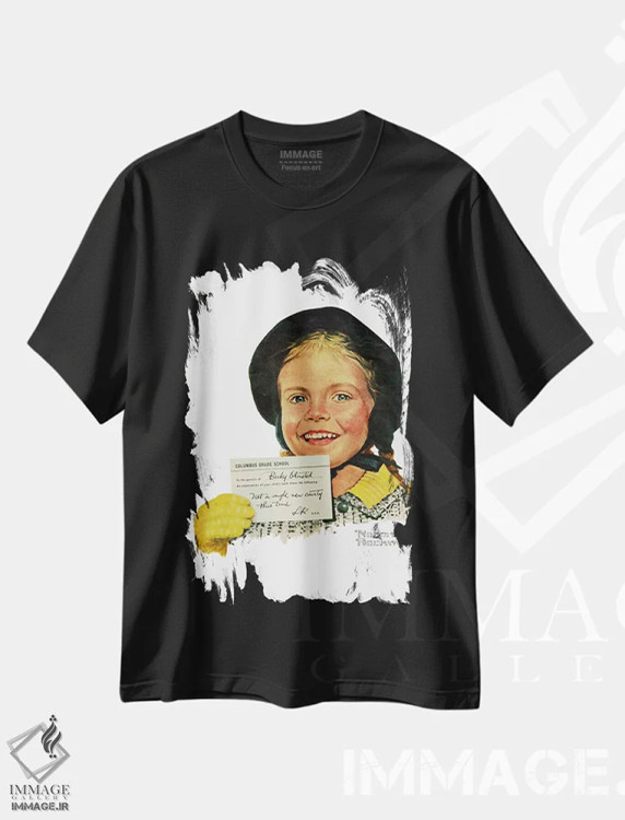 تیشرت مشکی طرح دار پرترهٔ بکی اولمستد، هنر فاخر کلاسیک اثر نورمن راکول | immage.ir