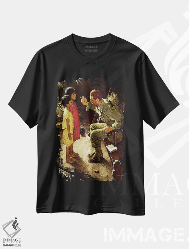 تیشرت مشکی طرح دار بر فراز سرزمین آزادگان، هنر فاخر کلاسیک اثر نورمن راکول | فروشگاه ایماژ