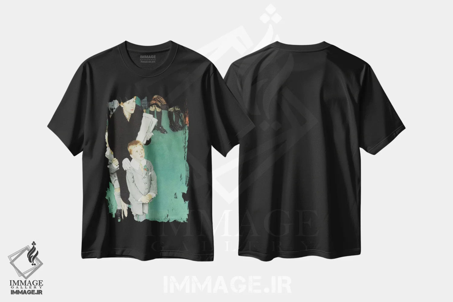 تیشرت مشکی طرح دار تنها تماشاچی، هنر فاخر کلاسیک اثر نورمن راکول | فروشگاه ایماژ