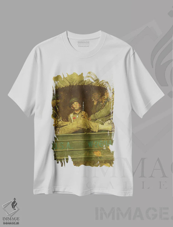 تیشرت سفید طرح دار ویلی گیلیس در کاروان، هنر فاخر کلاسیک اثر نورمن راکول | فروشگاه ایماژ