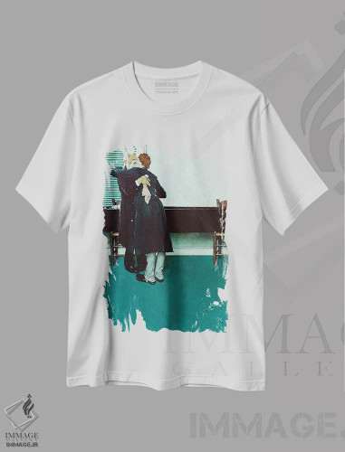 تیشرت سفید طرح دار گریهٔ پادشاه و دوک، هنر فاخر کلاسیک اثر نورمن راکول | فروشگاه ایماژ