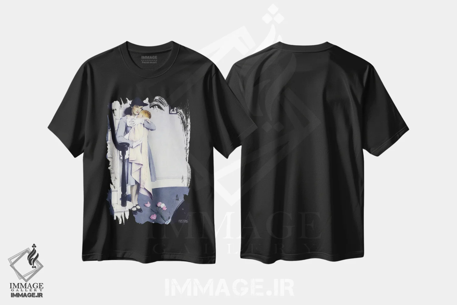 تیشرت مشکی طرح دار سرخ مو، هنر فاخر کلاسیک اثر نورمن راکول | فروشگاه ایماژ