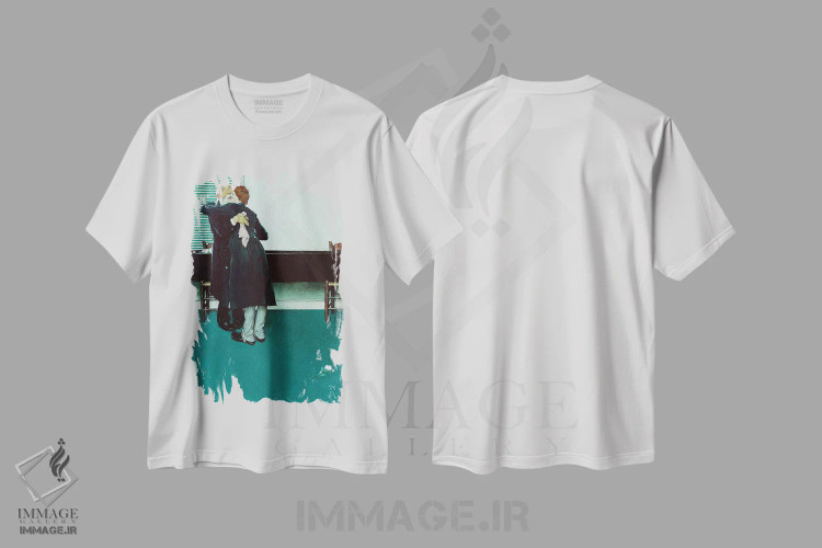 تیشرت سفید طرح دار گریهٔ پادشاه و دوک، هنر فاخر کلاسیک اثر نورمن راکول | فروشگاه ایماژ