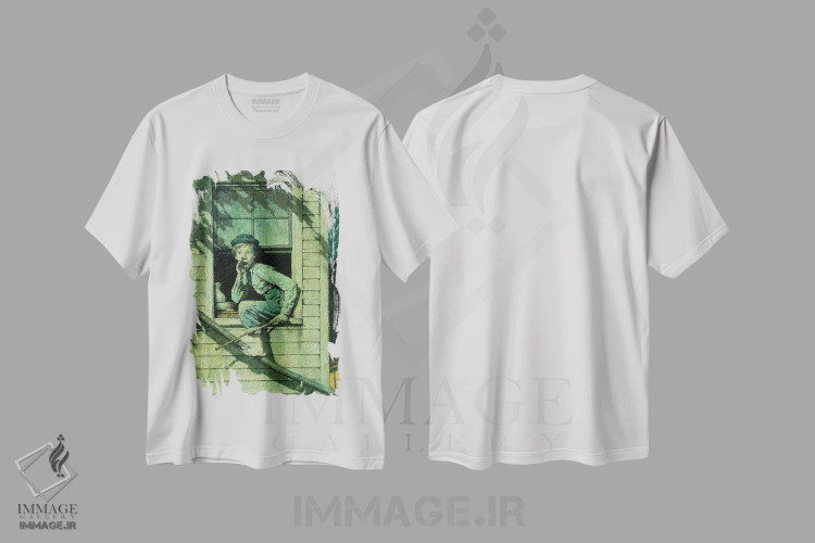تیشرت سفید طرح دار تام سایر یواشکی از پنجره بیرون می رود، هنر فاخر کلاسیک اثر نورمن راکول | immage.ir