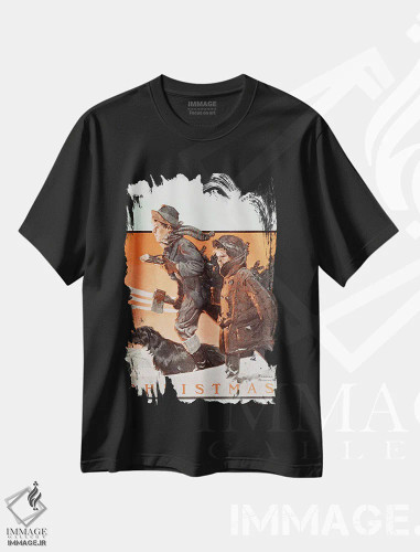 تیشرت مشکی طرح دار کریسمس، هنر فاخر کلاسیک اثر نورمن راکول | فروشگاه ایماژ