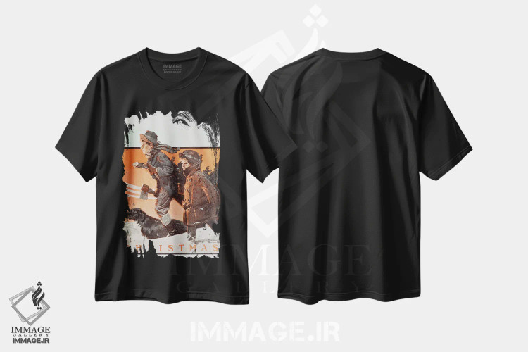 تیشرت مشکی طرح دار کریسمس، هنر فاخر کلاسیک اثر نورمن راکول | فروشگاه ایماژ