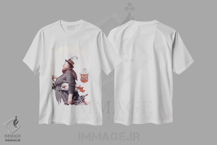 تیشرت سفید طرح دار کلفت در حال رفتن، هنر فاخر کلاسیک اثر نورمن راکول | فروشگاه ایماژ