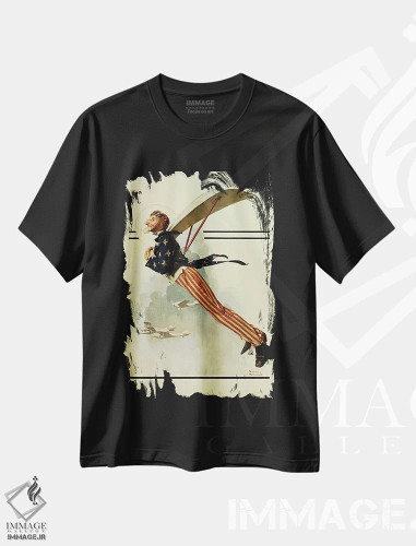 تیشرت مشکی طرح دار عمو سام پرنده، هنر فاخر کلاسیک اثر نورمن راکول | فروشگاه ایماژ