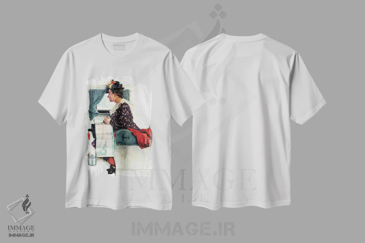 تیشرت سفید طرح دار سفر هوایی، هنر فاخر کلاسیک اثر نورمن راکول | immage.ir