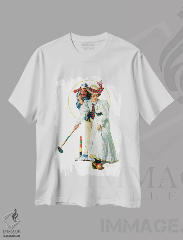 تیشرت سفید طرح دار کروکه، هنر فاخر کلاسیک اثر نورمن راکول | فروشگاه ایماژ