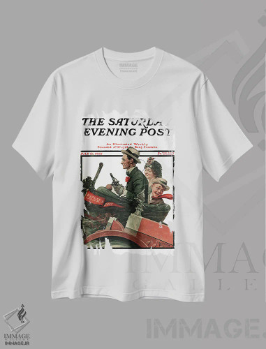 تیشرت سفید طرح دار گرد و خاک مرا ببخشید، هنر فاخر کلاسیک اثر نورمن راکول | فروشگاه ایماژ