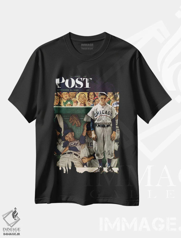 تیشرت مشکی طرح دار سرپناه پناهگاه، هنر فاخر کلاسیک اثر نورمن راکول | فروشگاه ایماژ