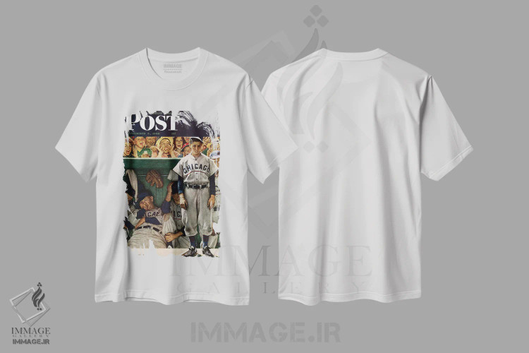 تیشرت سفید طرح دار سرپناه پناهگاه، هنر فاخر کلاسیک اثر نورمن راکول | immage.ir