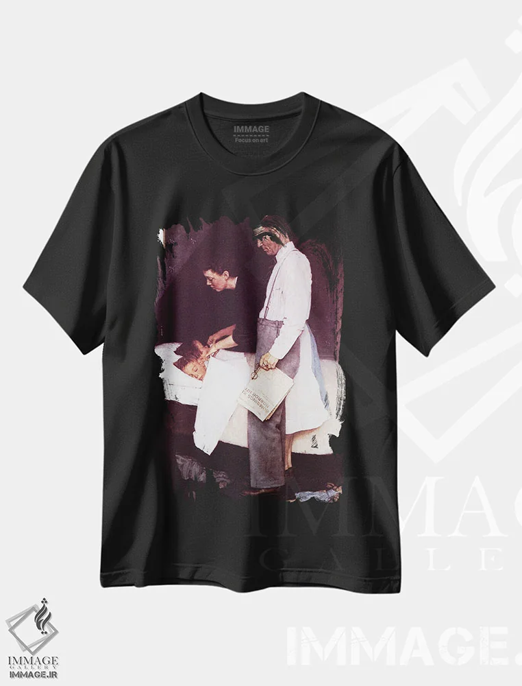 تیشرت مشکی طرح دار آزادی از ترس، هنر فاخر کلاسیک اثر نورمن راکول | immage.ir