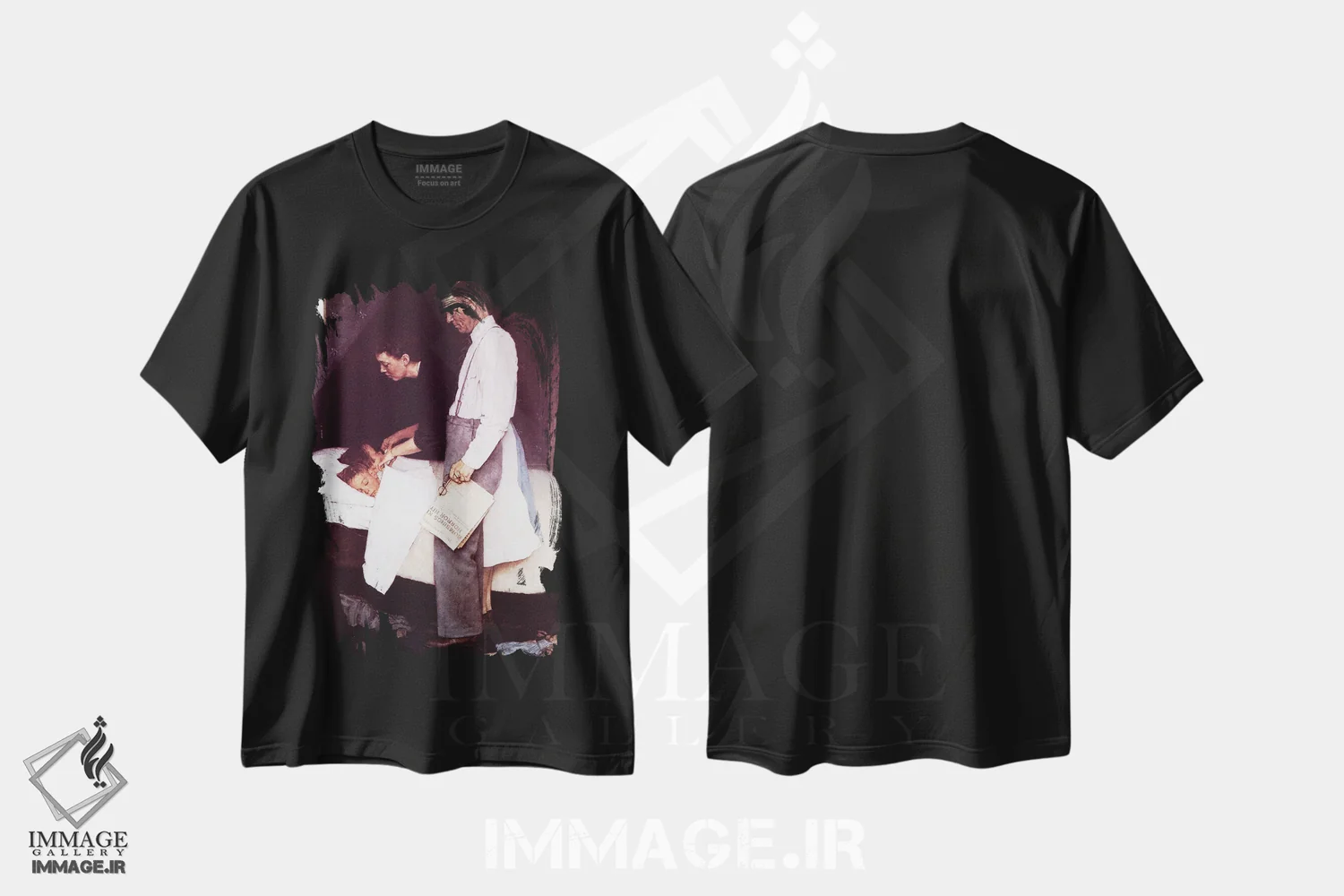 تیشرت مشکی طرح دار آزادی از ترس، هنر فاخر کلاسیک اثر نورمن راکول | immage.ir
