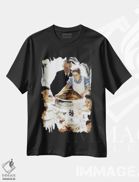 تیشرت مشکی طرح دار آزادی از نیاز، هنر فاخر کلاسیک اثر نورمن راکول | فروشگاه ایماژ
