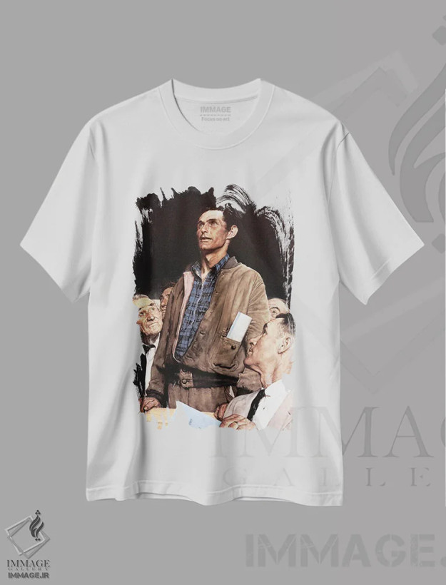 تیشرت سفید طرح دار آزادی بیان، هنر فاخر کلاسیک اثر نورمن راکول | فروشگاه ایماژ