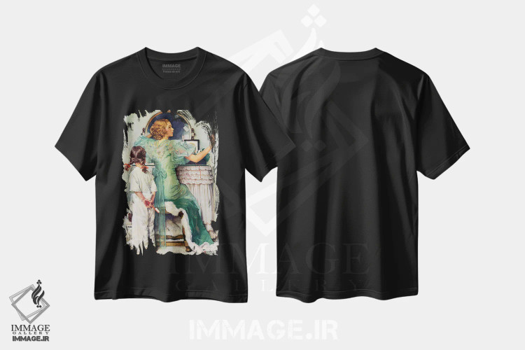 تیشرت مشکی طرح دار بیرون رفتن، هنر فاخر کلاسیک اثر نورمن راکول | immage.ir
