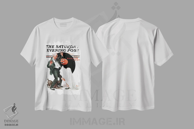 تیشرت سفید طرح دار هالووین، هنر فاخر کلاسیک اثر نورمن راکول | immage.ir