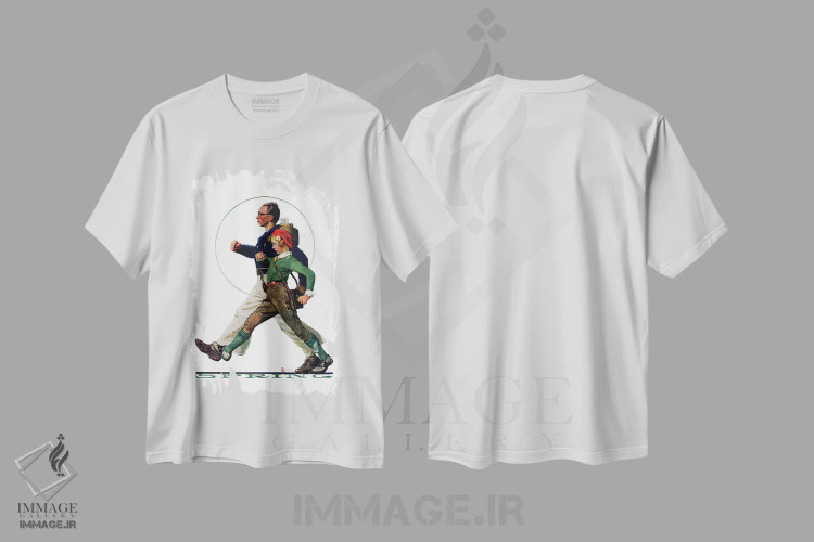 تیشرت سفید طرح دار کوهنوردان، هنر فاخر کلاسیک اثر نورمن راکول | immage.ir