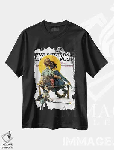 تیشرت مشکی طرح دار عاشقان کوچک، هنر فاخر کلاسیک اثر نورمن راکول | فروشگاه ایماژ