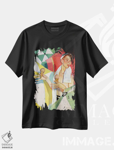 تیشرت مشکی طرح دار بستنی در حال آب شدن، هنر فاخر کلاسیک اثر نورمن راکول | فروشگاه ایماژ