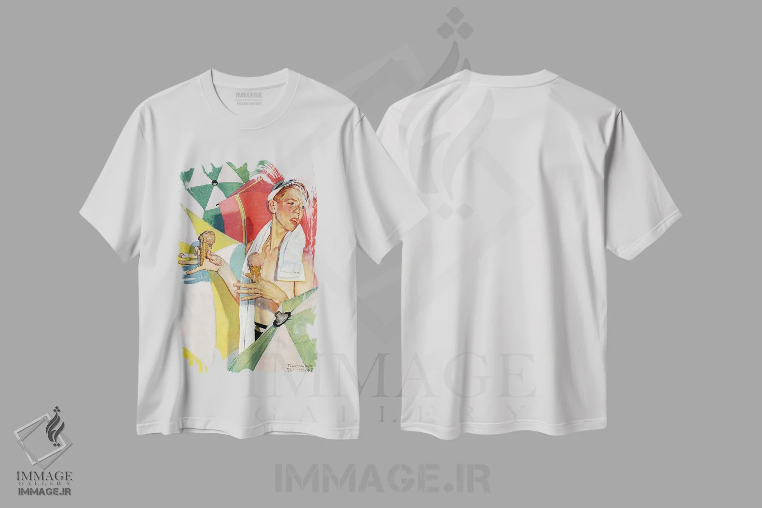 تیشرت سفید طرح دار بستنی در حال آب شدن، هنر فاخر کلاسیک اثر نورمن راکول | immage.ir