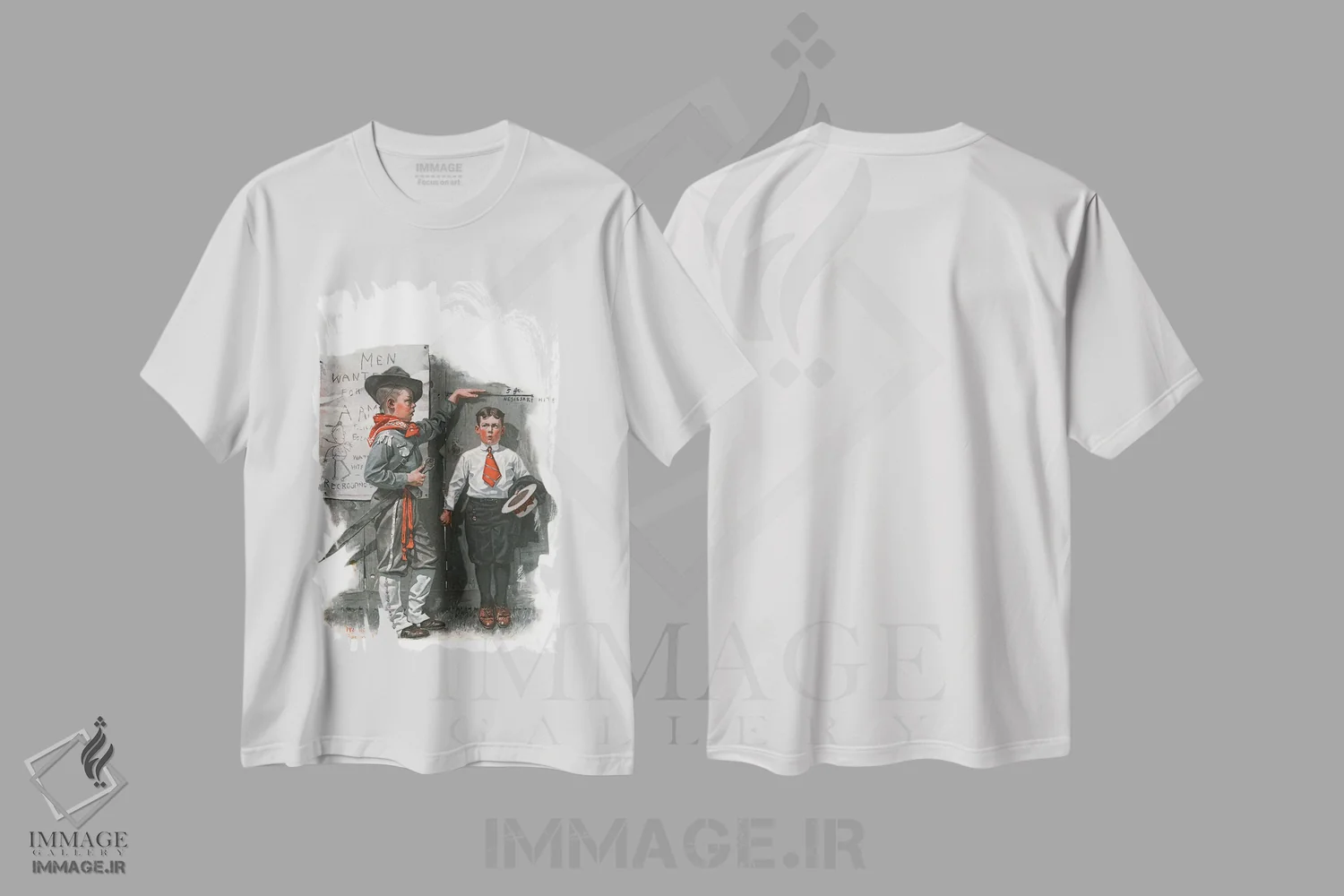 تیشرت سفید طرح دار قد لازم، هنر فاخر کلاسیک اثر نورمن راکول | immage.ir