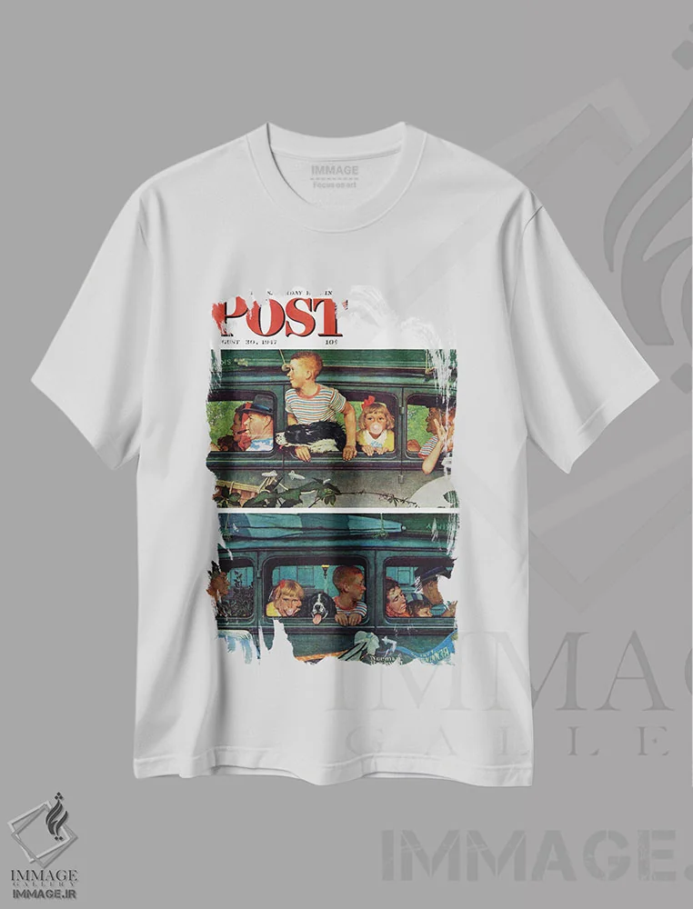 تیشرت سفید طرح دار جلد پیک نیک، هنر فاخر کلاسیک اثر نورمن راکول | immage.ir