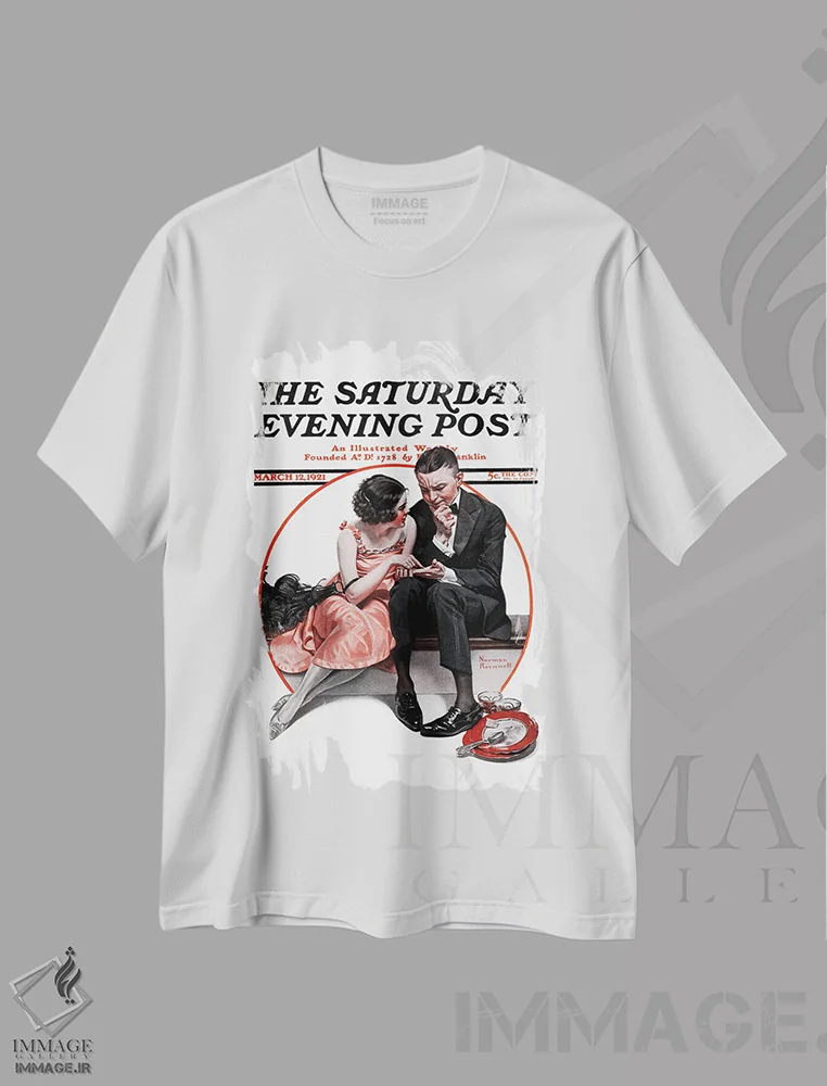 تیشرت سفید طرح دار کف بین، هنر فاخر کلاسیک اثر نورمن راکول | فروشگاه ایماژ
