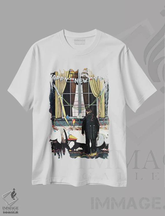 تیشرت سفید طرح دار پایان مهمانی، هنر فاخر کلاسیک اثر نورمن راکول | immage.ir