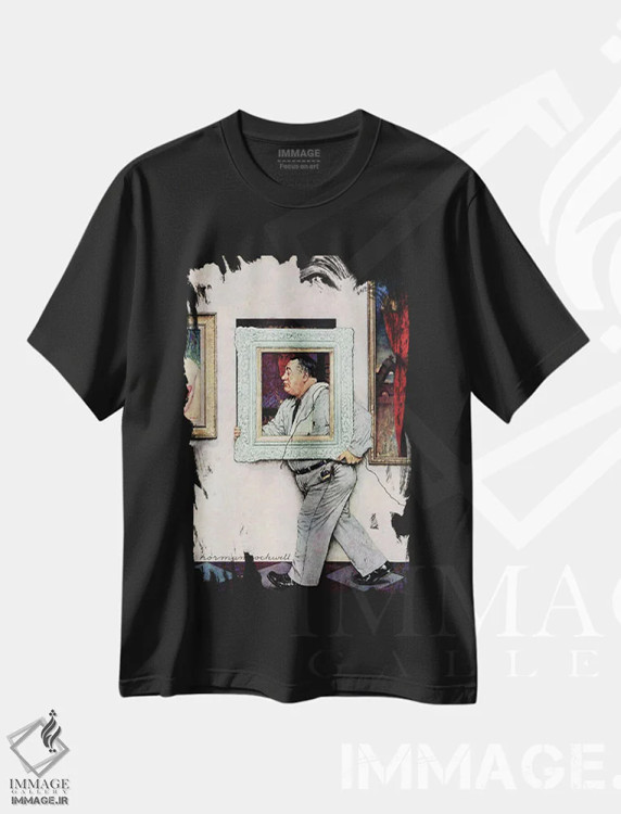 تیشرت مشکی طرح دار صاف کننده تابلو، هنر فاخر کلاسیک اثر نورمن راکول | immage.ir
