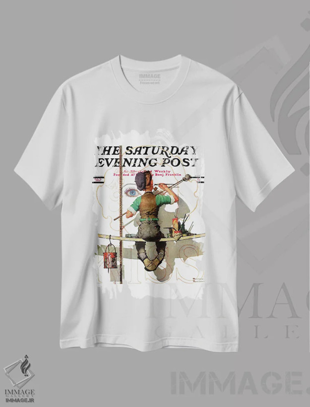 تیشرت سفید طرح دار تابلو نویس، هنر فاخر کلاسیک اثر نورمن راکول | فروشگاه ایماژ