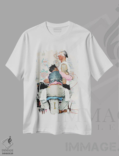 تیشرت سفید طرح دار تتوکار، هنر فاخر کلاسیک اثر نورمن راکول | فروشگاه ایماژ