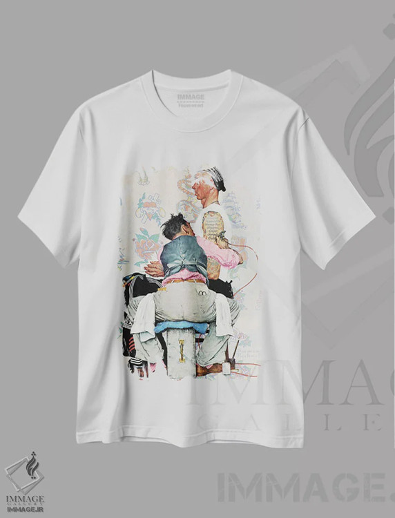 تیشرت سفید طرح دار تتوکار، هنر فاخر کلاسیک اثر نورمن راکول | فروشگاه ایماژ