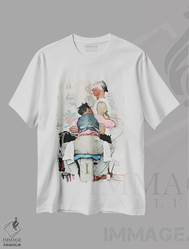 تیشرت سفید طرح دار تتوکار، هنر فاخر کلاسیک اثر نورمن راکول | فروشگاه ایماژ