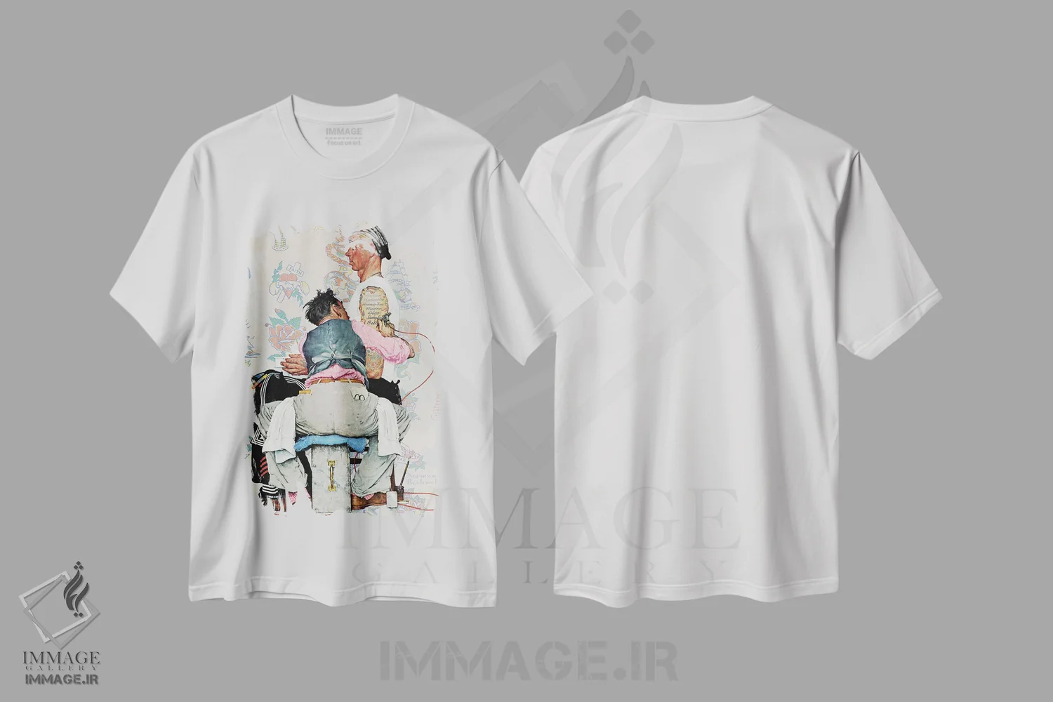 تیشرت سفید طرح دار تتوکار، هنر فاخر کلاسیک اثر نورمن راکول | فروشگاه ایماژ