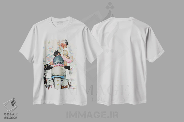 تیشرت سفید طرح دار تتوکار، هنر فاخر کلاسیک اثر نورمن راکول | فروشگاه ایماژ